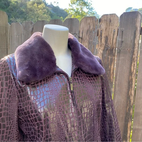 Bradley Bayou plum Genuine Leather Jacket size small - Picture 7 of 10